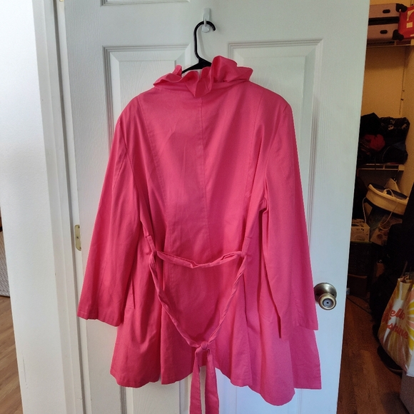 Rain/Spring Bright Pink Ruffled Jacket - Picture 4 of 4